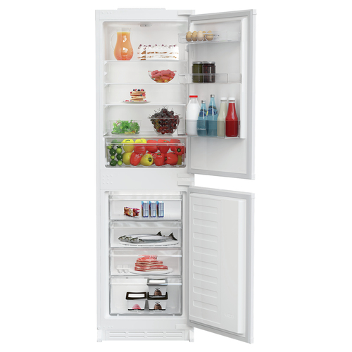 Indesit Kins 1261 B4UK 178cm 50/50 Integrated Fridge Freezer with Sliding Door Hinge - White - E Rated, White - image 1