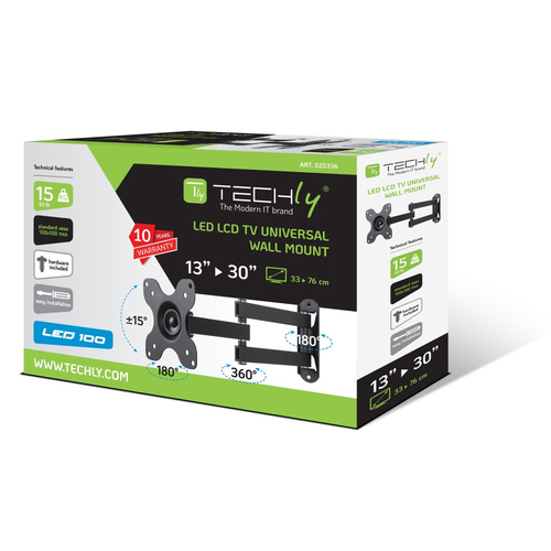 Techly ICA-LCD 923B 30  Zwart flat panel muur steun, afbeelding 2