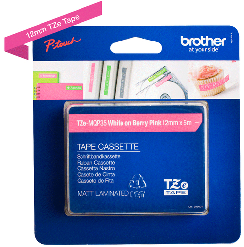 Original Brother P-touch TZe-MQL35 (12mm x 8m) White On Light - image 2