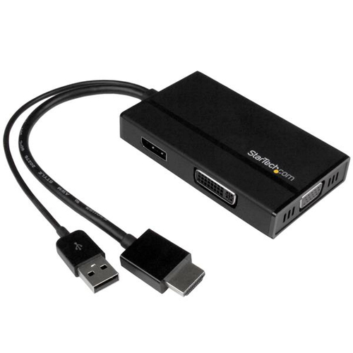 StarTechcom Adaptador de Viajes A/V 3-en-1 HDMI a DisplayPort VGA o DVI - 1920x1200 - Conversor de Vídeo - Vídeo conversor - HDMI - DVI DisplayPort VGA - para P/N DKT30CSDHPD3 SV211HDUC SV221HUC4K - HD2DPVGADVI