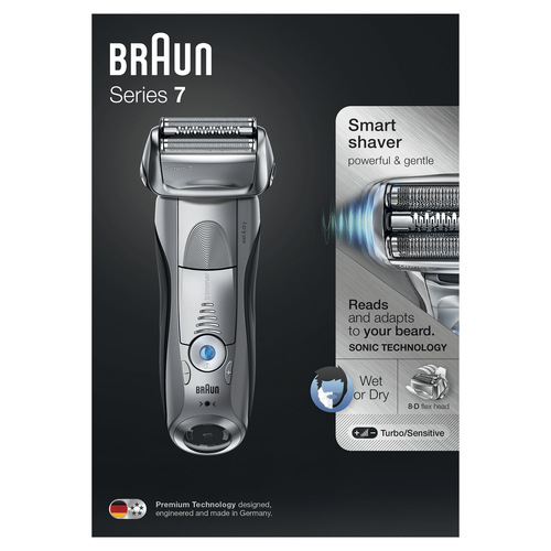 Braun Series 7 Electric Shaver for Men 7893s, with Travel Case – Silver
