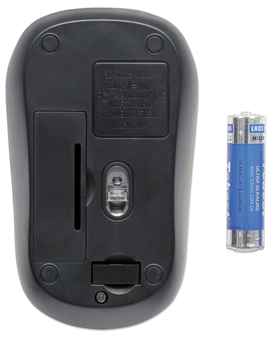 Manhattan Success Wireless Mouse, Black/Green, 1000dpi, 2.4Ghz (up to 10m), USB, Optical, Three Button with Scroll Wheel, 