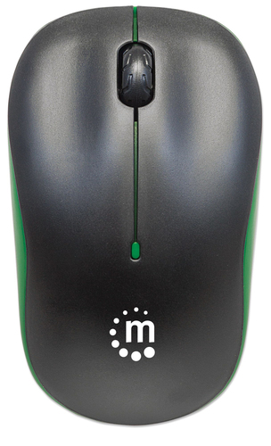 Manhattan Success Wireless Mouse, Black/Green, 1000dpi, 2.4Ghz (up to 10m), USB, Optical, Three Button with Scroll Wheel, 