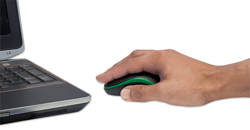 Manhattan Success Wireless Mouse, Black/Green, 1000dpi, 2.4Ghz (up to 10m), USB, Optical, Three Button with Scroll Wheel, 