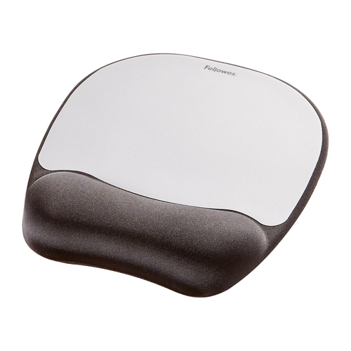 MEMORY FOAM MOUSE PAD/WRIST REST - SILVE