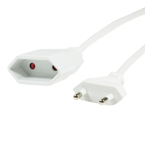 LogiLink Netzkabel Euro CEE 7/16 stekker zu Dose, 3m, wit, afbeelding 3