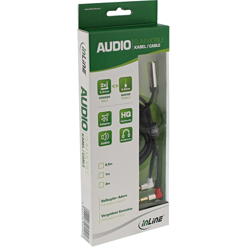 InLine Kabel / Adapter audio kabel 0,15 m 2 x 3.5mm 3.5mm Zwart, afbeelding 2