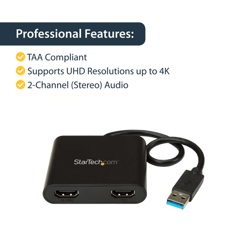 StarTech.com USB 3.0 to Dual HDMI Adapter, USB to 2x HDMI Monitor Converter for Windows (no support for macOS/ChromeOS/Linux) - TAA – image 9