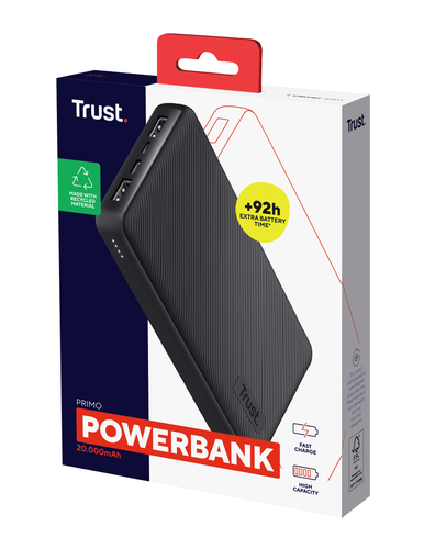 Trust Primo Powerbank 20.000 mAh Powerbank Zwart, afbeelding 6