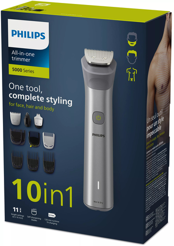 Philips Series 5000 10-in-1 Wet & Dry Multi Grooming Trimmer - MG5920/15 in Silver Size: 750g Silver 750g - image 2