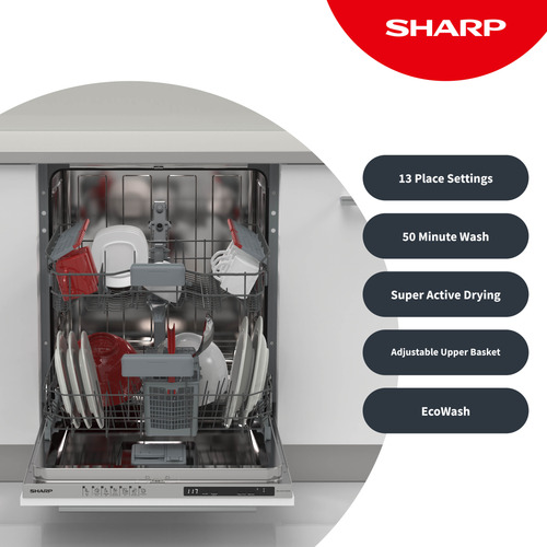 Sharp QW-NI1FI47D3X-EN dishwasher 13 place settings – image 3