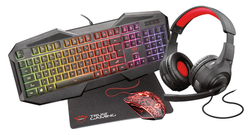 Trust GXT 1180RW клавиатура Мышь входит в комплектацию Игровой USB QWERTY Португальский Черный