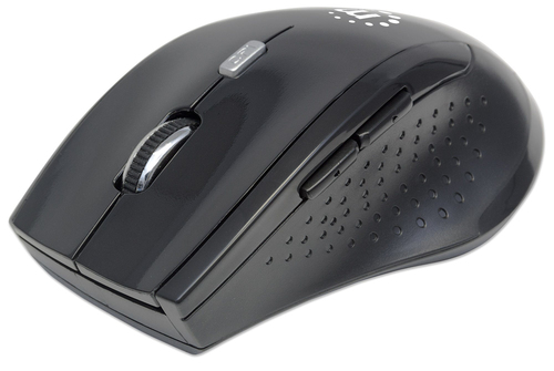 Manhattan Curve Wireless Mouse, Black, Adjustable DPI (800, 1200 or 1600dpi), 2.4Ghz (up to 10m), USB, Optical, Five Butto