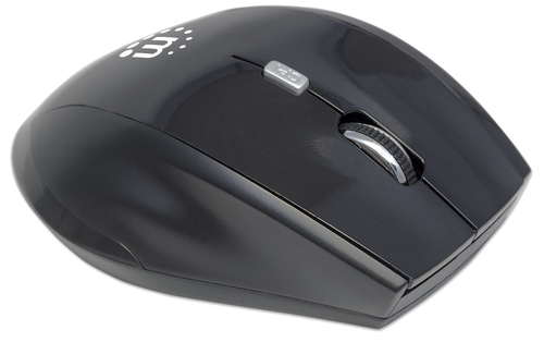 Manhattan Curve Wireless Mouse, Black, Adjustable DPI (800, 1200 or 1600dpi), 2.4Ghz (up to 10m), USB, Optical, Five Butto
