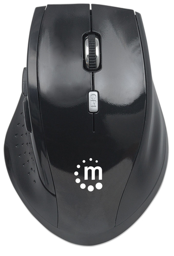 Manhattan Curve Wireless Mouse, Black, Adjustable DPI (800, 1200 or 1600dpi), 2.4Ghz (up to 10m), USB, Optical, Five Butto