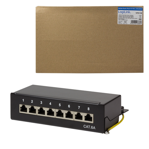 Patchpanel LogiLink Cat.6A Tisch/Wand 8-port, zwart, afbeelding 7