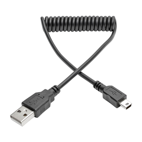 CABLE USB 20 A/MINI-B DE ALTA  VELOCIDAD ESPIRAL M/M 183M - U030-006-COIL