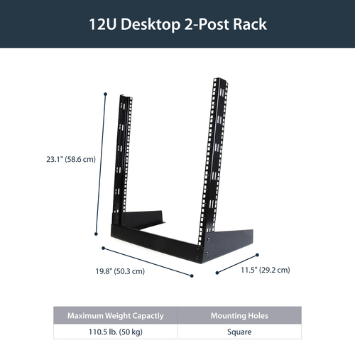 StarTech.com 12 HE 19" Desktop 2 Pfosten Open Frame Rack - 50 kg Maximale Gewichtskapazität
