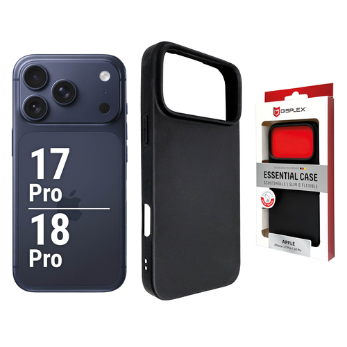 Displex Protective Case for Apple iPhone 18 Pro/17 Pro, Matte Black, Ultra-Thin, Essential Case, TPU, Soft-Touch Finish