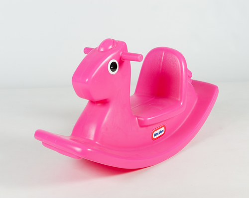 pink plastic rocking horse