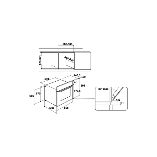 Scheda tecnica del prodotto Hotpoint FA3 530 H IX HA forno 66 L 3600 W A  Nero, Acciaio inossidabile (FA3 530 H IX HA)