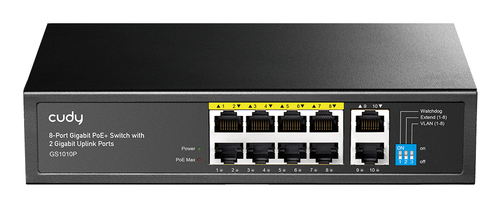 Cudy GS1010P network switch Gigabit Ethernet (10/100/1000) Power over Ethernet (PoE) Desktop/Wall-Mounting Black
