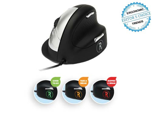 R-Go Tools R-Go HE Break Mouse, Ergonomic mouse, Anti-RSI software, Large (Hand Size above 185mm), Right Handed, Wired. Fo