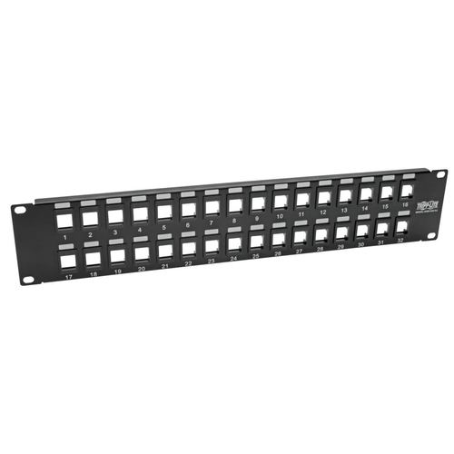 Tripp Lite 32-Port Keystone Patch Panel en blanco RJ45 USB HDMI Cat5 / Cat6 2URM - N062-032-KJ