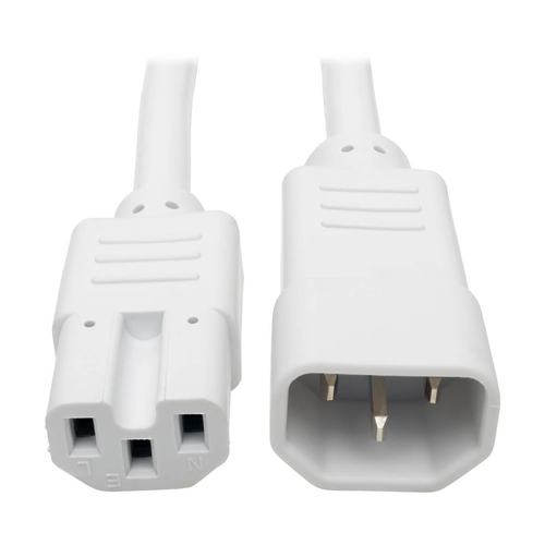 P018-002-AWH Cable de extensión de alimentación de servicio pesado de 2 pies Tripp Lite 15A 14 AWG C14 C15 blanco 2 &#39;