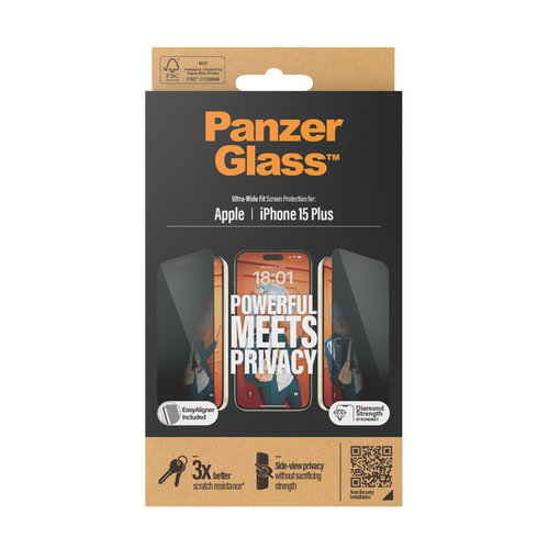 PanzerGlass Ultra-Wide Fit Apple iPhone 15 Plus Privacy Screenprotector Glas, afbeelding 3