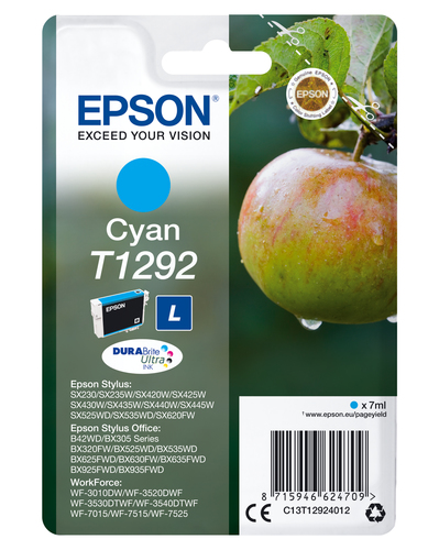 Epson T1292 Apple Cyan Standard Capacity Ink Cartridge 7ml - C13T12924012