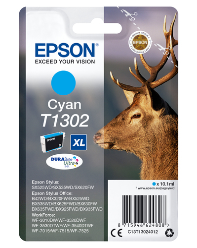 Epson T1302 Stag Cyan High Yield Ink Cartridge 10ml - C13T13024012