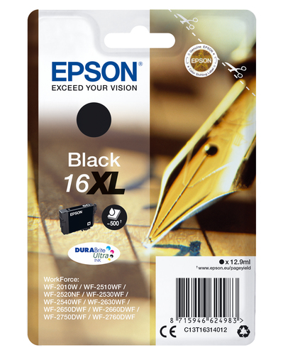 Epson 16XL Pen and Crossword Black High Yield Ink Cartridge 13ml - C13T16314012