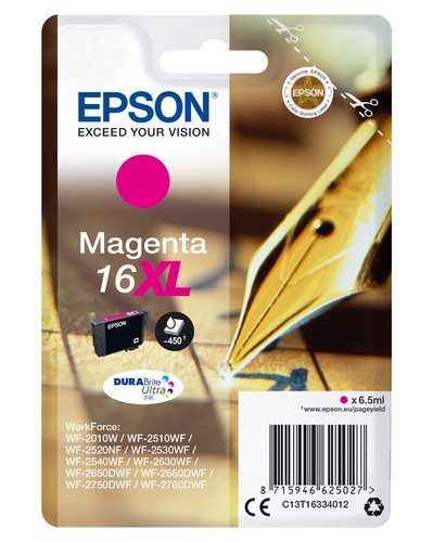 Epson 16XL Pen and Crossword Magenta High Yield Ink Cartridge 6.5ml - C13T16334012