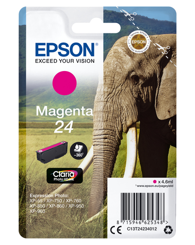 Epson 24 Elephant Magenta Standard Capacity Ink Cartridge 5ml - C13T24234012