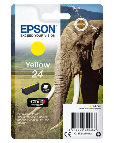 Epson 24 Elephant Yellow Standard Capacity Ink Cartridge 5ml - C13T24244012