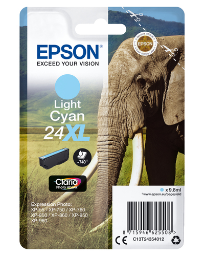 Epson 24XL Elephant Light Cyan High Yield Ink Cartridge 10ml - C13T24354012