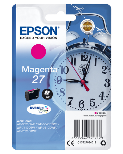 Epson 27 Alarm Clock Magenta Standard Capacity Ink Cartridge 4ml - C13T27034012