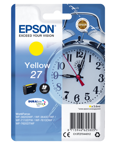 Epson 27 Alarm Clock Yellow Standard Capacity Ink Cartridge 4ml - C13T27044012