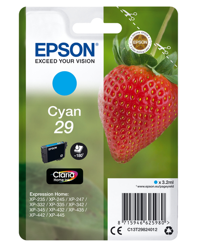 Epson 29 Strawberry Cyan Standard Capacity Ink Cartridge 3ml - C13T29824012