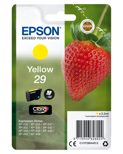 Epson 29 Strawberry Yellow Standard Capacity Ink Cartridge 3ml - C13T29844012