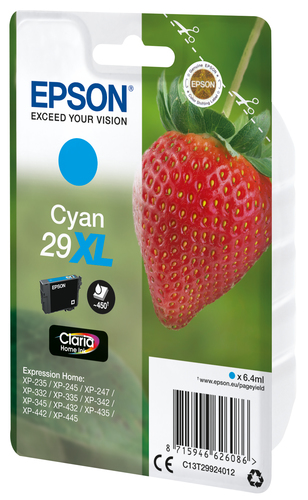 Epson 29XL Home Ink Cartridge Claria High Yield Strawberry Cyan - image 2