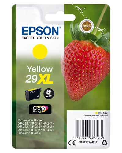 Epson 29XL Strawberry Yellow High Yield Ink Cartridge 6ml - C13T29944012