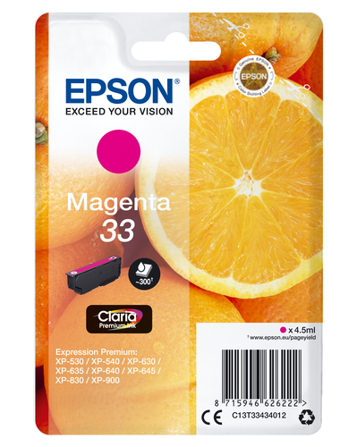 Epson 33 Oranges Magenta Standard Capacity Ink Cartridge 4.5ml - C13T33434012