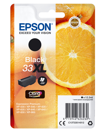 Epson 33XL Oranges Black High Yield Ink Cartridge 12ml - C13T33514012