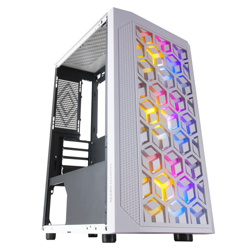 Mars Gaming MCMESHW Micro ATX Gaming PC Case 3x Fan FRGB White – image 6
