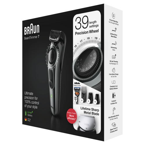 Braun Beard Trimmer BT7240 Men Trimmer & Hair Clipper, 39 Length Settings, Black/Grey Metal – image 6
