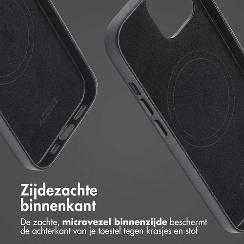 Accezz MagSafe Leather Backcover iPhone 13 - Onyx Black, afbeelding 6