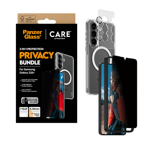 PANZERGLASS - CARE Privacy 3-in-1 Bundle Samsung Galaxy S26+ CR94821 Screenprotector (glas) met privacyfolie Samsung Galaxy S26 1 stuk(s) – Photo 7 sur 8