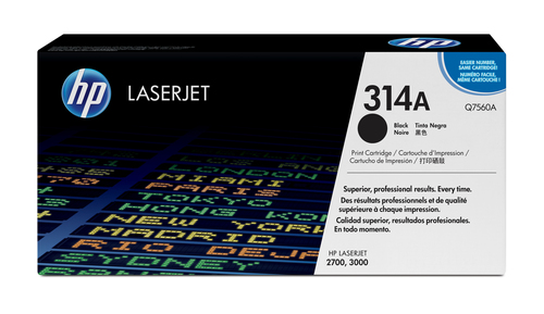 Q7560A HP 314A - Negro - original - LaserJet - cartucho de tóner Q7560A - para Color LaserJet 2700 2700n 3000 3000dn 3000dtn 3000n